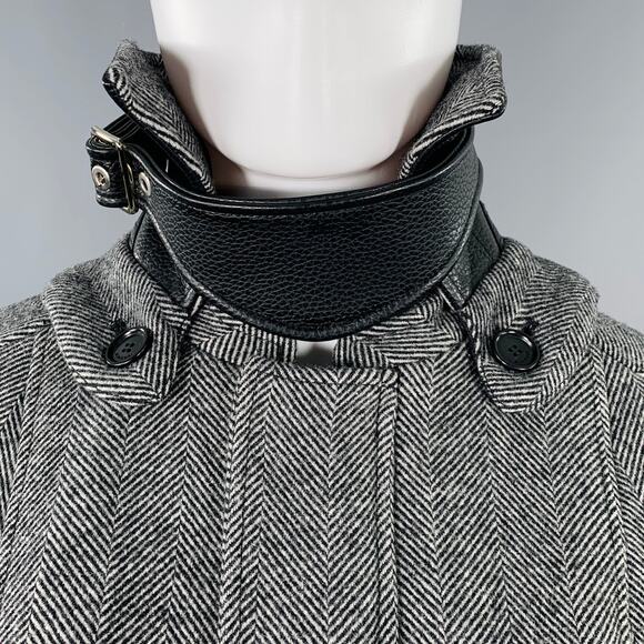 JONATHAN SIMKHAI Size XS Black Cream Wool Blend Herringbone Jacket - Picture 2 of 6